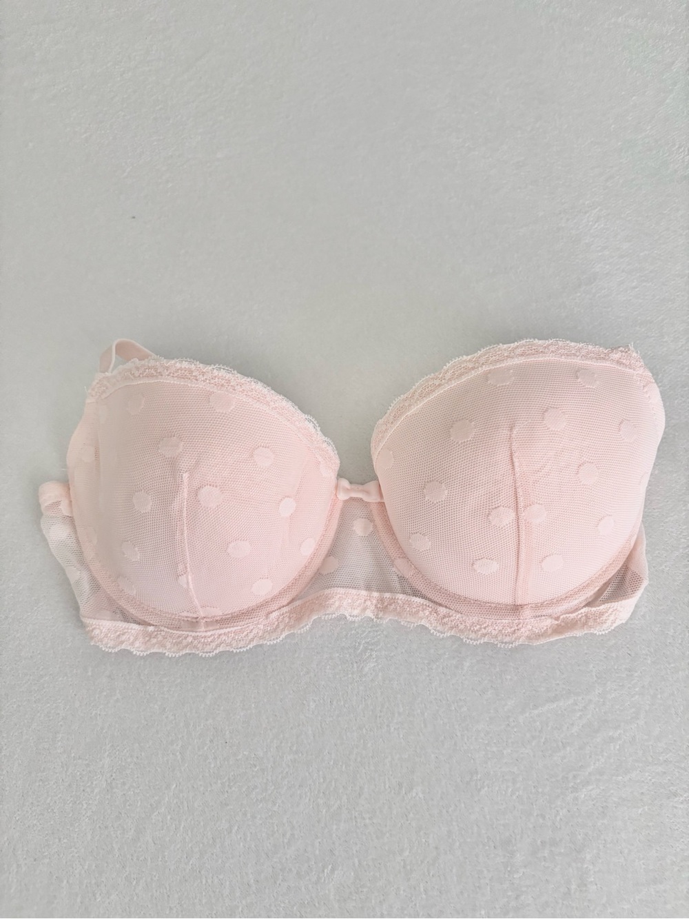Polka Dot Lace Bra - Pale Pink